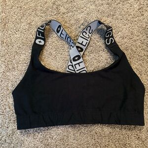Figs Black Sports Bra with Logo Straps